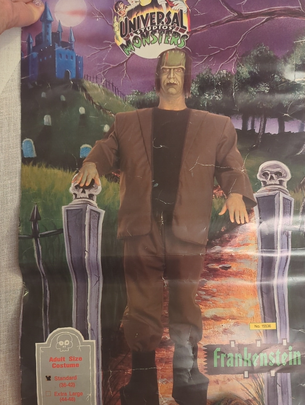 Vintage 1990s Universal Monsters Frankenstein Standard Costume Adult Outfit Wig